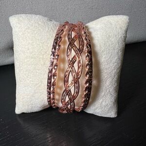 Rose Gold Braided Bangle Set
